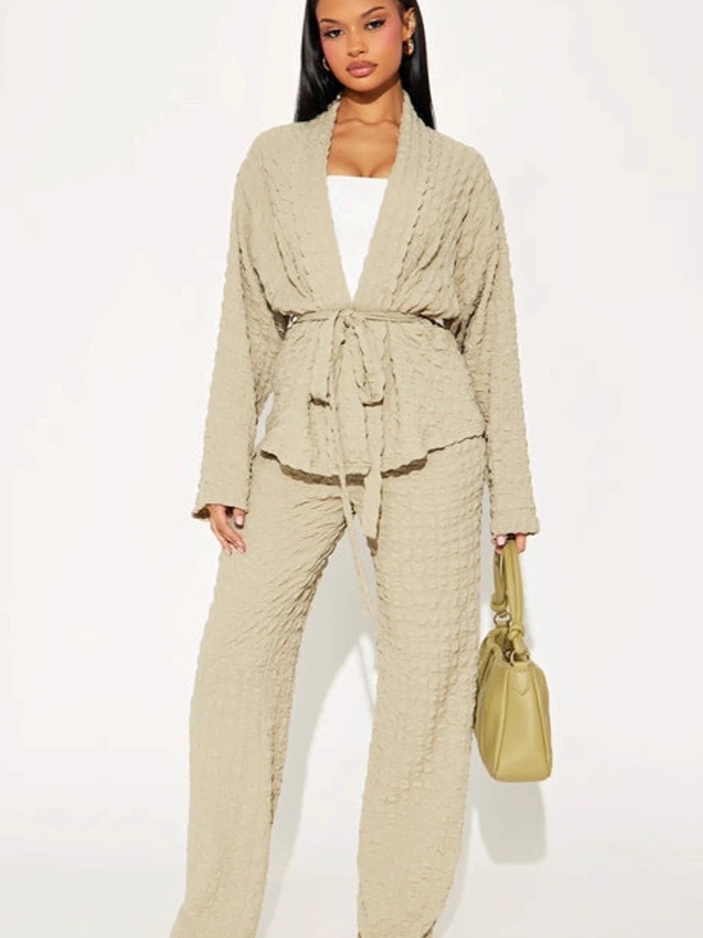 Fashion Nova Textured Lounge Set in moss green Size 3X NWT